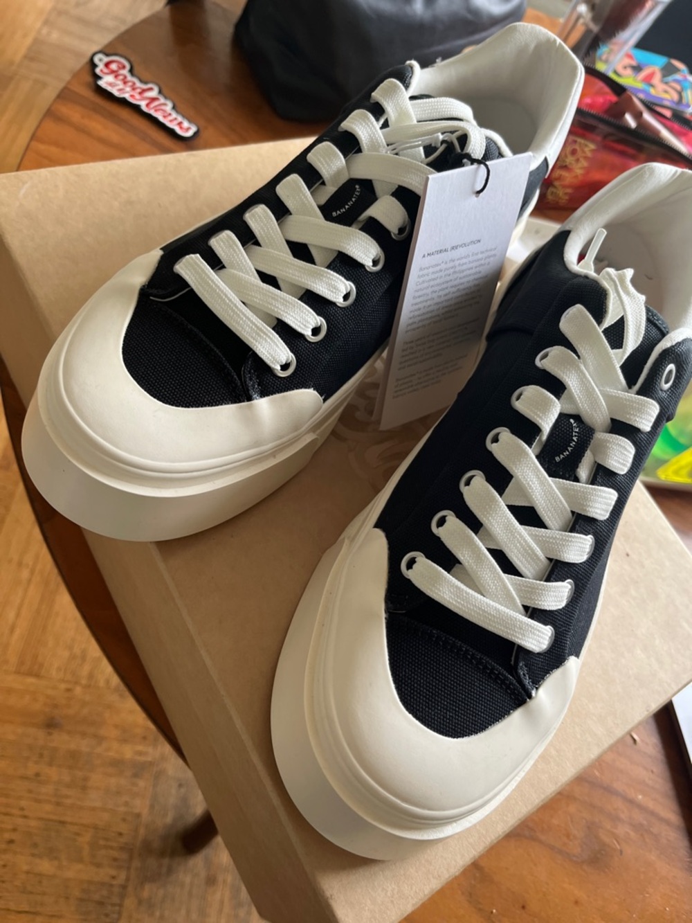 Men's Black and White Low-Top Canvas Sneakers